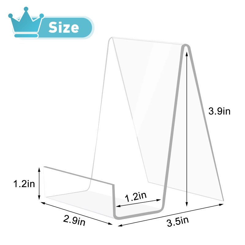 trophable 6 Pack Acrylic Book Stand Thickened Clear Book Display Easel Holder for Displaying Tablets Newspaper Magazines Notebooks Textbooks CDs (Clear-Small) - Image 5